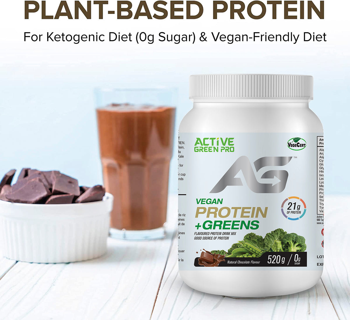 Vegan Protein Powder Chocolate Flavor in USA & Canada, vegan protein